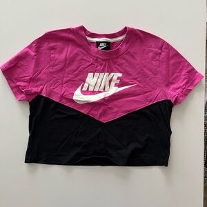 Nike Fuchsia and Black Logo Crop Top